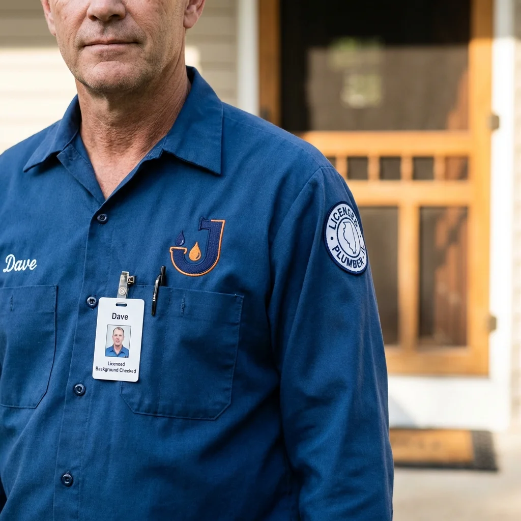 Licensed plumber showing ID badge in Gibsonburg, OH
