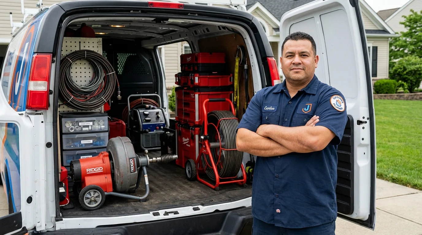 Professional drain cleaning equipment and Johns Plumbing LLC plumber in Gibsonburg