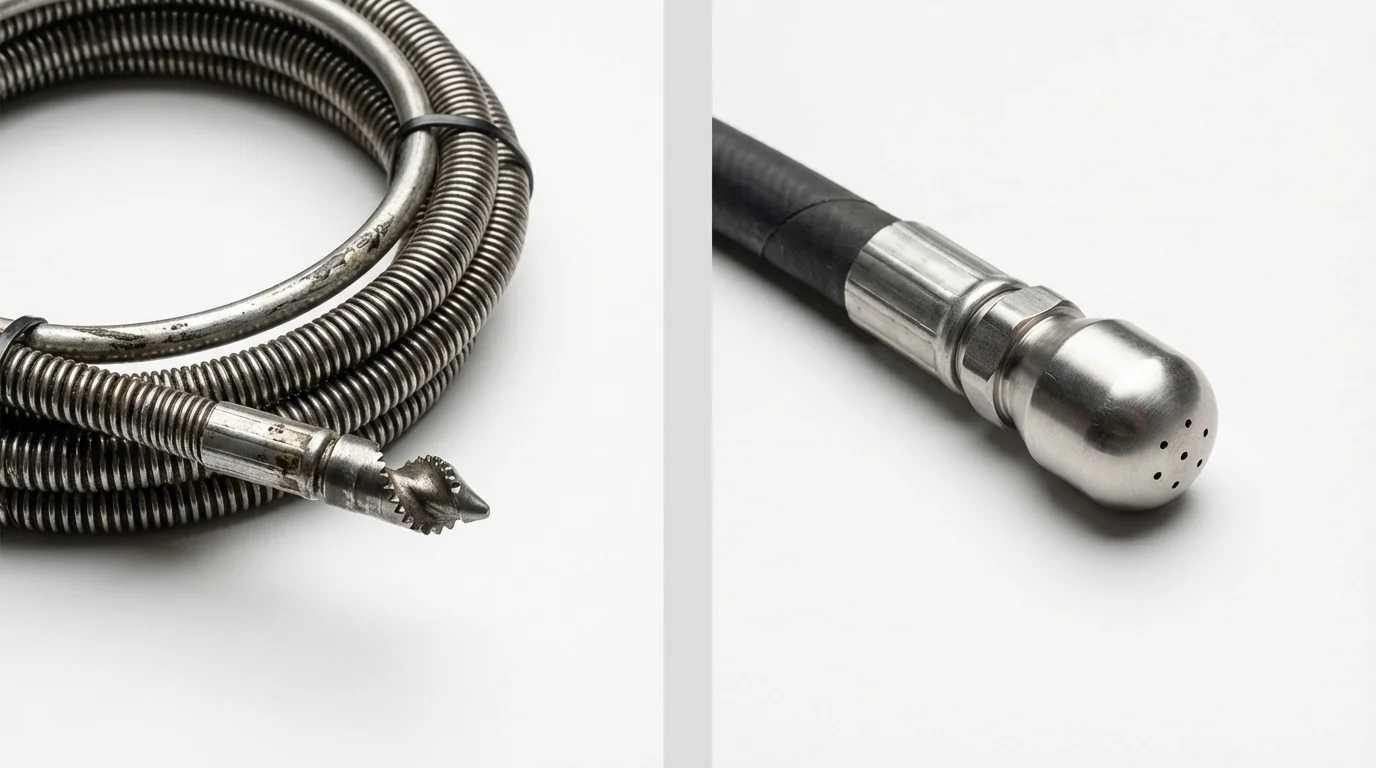 Drain snake cable and hydro jetting nozzle used for drain cleaning in Gibsonburg, OH